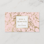 Elegant Blush Pink & Gold Marble Salon SPA Afsprakenkaartje (Voorkant)