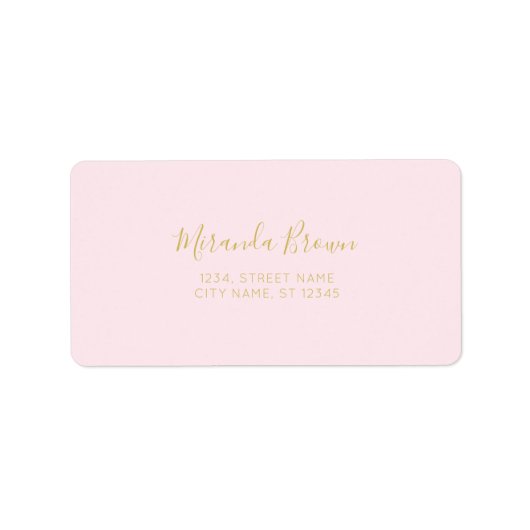 Elegant Blush Pink Gold Minimalist Classy Chic Etiket (Voorkant)