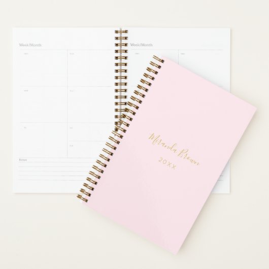 Elegant Blush Pink Gold Minimalist Classy Chic Planner (Display)