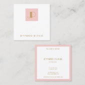 Elegant Blush Pink Gold Modern Monogram Sjabloon Vierkante Visitekaartje (Voorkant / Achterkant)