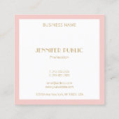 Elegant Blush Pink Gold Monogram Moderne Sjabloon Vierkante Visitekaartje (Achterkant)