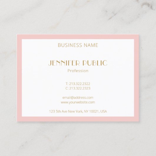 Elegant Blush Pink Gold Monogram Moderne Sjabloon Visitekaartje (Achterkant)