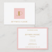 Elegant Blush Pink Gold Monogram Moderne Sjabloon Visitekaartje (Voorkant / Achterkant)