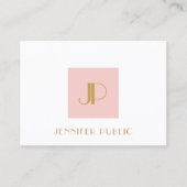 Elegant Blush Pink Gold Monogram Moderne Sjabloon Visitekaartje (Voorkant)