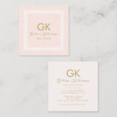 Elegant Blush Pink Gold Monogram Vierkante Visitekaartje (Voorkant / Achterkant)