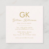 Elegant Blush Pink Gold Monogram Vierkante Visitekaartje (Achterkant)