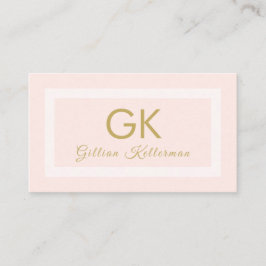 Elegant Blush Pink Gold Monogram Visitekaartje