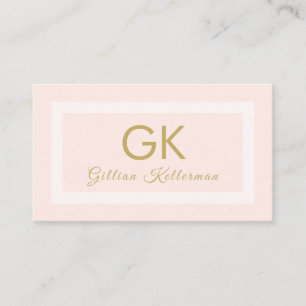 Elegant Blush Pink Gold Monogram Visitekaartje