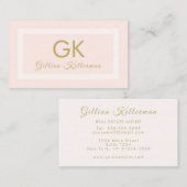 Elegant Blush Pink Gold Monogram Visitekaartje (Voorkant / Achterkant)