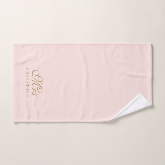 Elegant Blush Pink Gold Mrs Bath Towel Set Bad Handdoek (Handdoek)