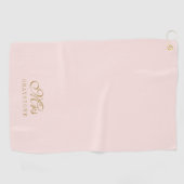 Elegant Blush Pink & Gold Mrs Golf Towel Golfhanddoek (Horizontaal)