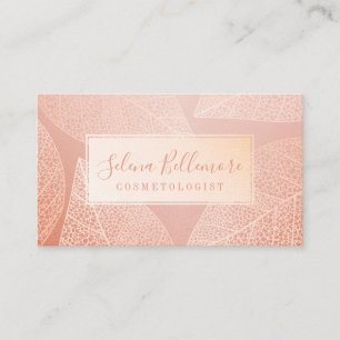 Elegant Blush Pink Gold Natuurlijk geperst blad Visitekaartje