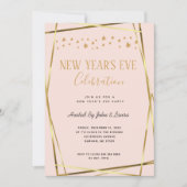 Elegant Blush Pink & Gold New Years Aankondiging (Voorkant)