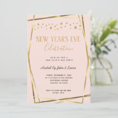 Elegant Blush Pink & Gold New Years Aankondiging (Staand voorkant)