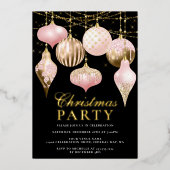 Elegant Blush Pink Gold Ornaments kerstfeest Folie Uitnodiging (Voorkant)