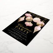 Elegant Blush Pink Gold Ornaments kerstfeest Folie Uitnodiging (Gedraaid)