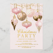 Elegant Blush Pink Gold Ornaments kerstfeest Folie Uitnodiging (Voorkant)