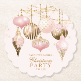 Elegant Blush Pink Gold Ornaments kerstfeest Kartonnen Onderzetters