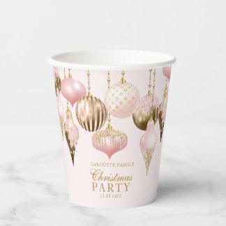 Elegant Blush Pink Gold Ornaments kerstfeest Papieren Bekers