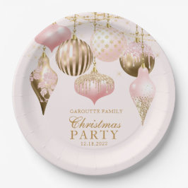 Elegant Blush Pink Gold Ornaments kerstfeest Papieren Bordje