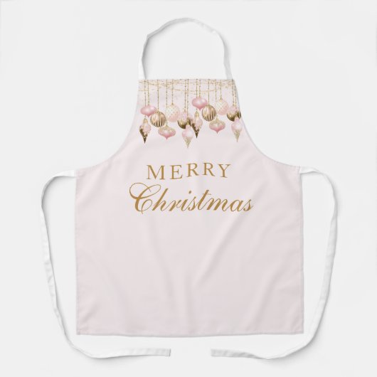 Elegant Blush Pink Gold Ornaments kerstfeest Schort (Voorkant)