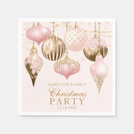 Elegant Blush Pink Gold Ornaments kerstfeest Servet (Voorkant)