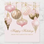 Elegant Blush Pink Gold Ornaments kerstfeest Wijn Etiket (Enkel label)