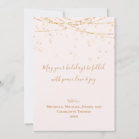 Elegant Blush Pink Gold Ornaments Merry Kerstmis Kaart (Achterkant)