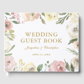 Elegant Blush Pink Gold Peony Floral Wedding Gastenboek (Voorkant)