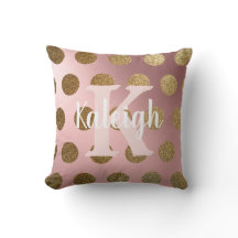 Elegant Blush Pink Gold Polka Dot Monogram Naam