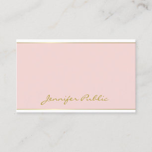 Elegant Blush Pink Gold Sjabloon Handschrift Visitekaartje