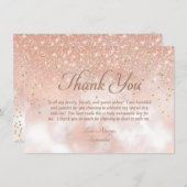 Elegant Blush Pink Gold Sparkle Script Typografie Bedankkaart (Voorkant / Achterkant)