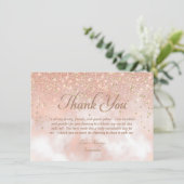 Elegant Blush Pink Gold Sparkle Script Typografie Bedankkaart (Staand voorkant)