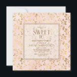 Elegant Blush Pink Gold Sweet 16 Kaart<br><div class="desc">Elegant en chic met een  uiterlijk,  wazige roze en glitterig goud Op uitnodiging van 16 verjaardagsfeestjes.</div>