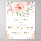 Elegant Blush Pink Gold Weddenschap Welkom Poster (Voorkant)