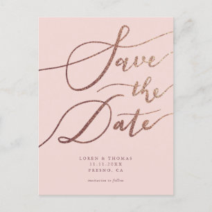 Elegant Blush Pink Gold Wedding Save the Date Aankondigingskaart