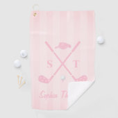 Elegant Blush Pink Golf Club Bows Stripes Custom Golfhanddoek (Insitu)