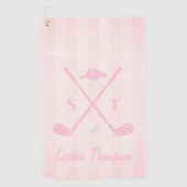 Elegant Blush Pink Golf Club Bows Stripes Custom Golfhanddoek (Voorkant)