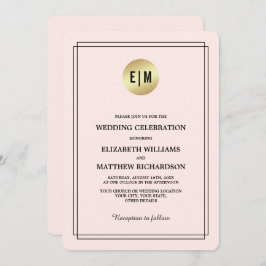 Elegant Blush Pink | Goudbruiloft Kaart