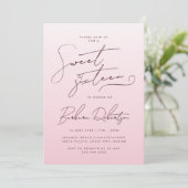 Elegant Blush Pink Gradient Script Sweet Sixteen Kaart (Staand voorkant)
