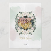 Elegant Blush Pink & Green Floral Wedding Invitati Kaart (Achterkant)