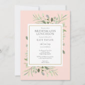 Elegant Blush Pink Greenery Bridesmaids Luncheon Kaart (Voorkant)