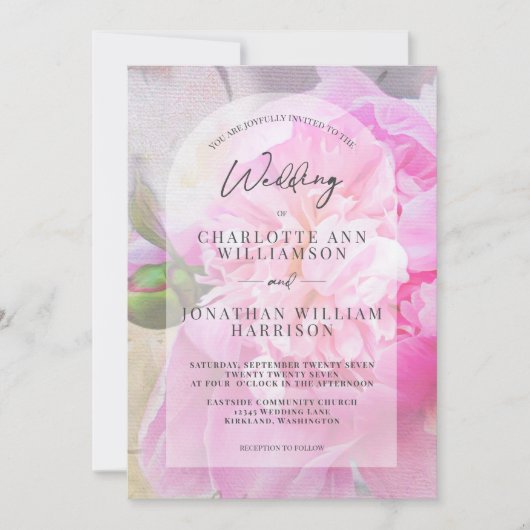 Elegant Blush Pink Grey Floral Wedding Kaart (Voorkant)