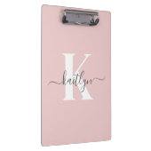Elegant Blush Pink Grey Script Monogram Klembord (Rechts)
