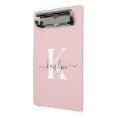 Elegant Blush Pink Grey Script Monogram Mini Klembord (Angled2)