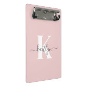 Elegant Blush Pink Grey Script Monogram Mini Klembord (Schuin)
