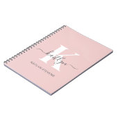 Elegant Blush Pink Grey Script Monogram Notitieboek (Linkerzijde)