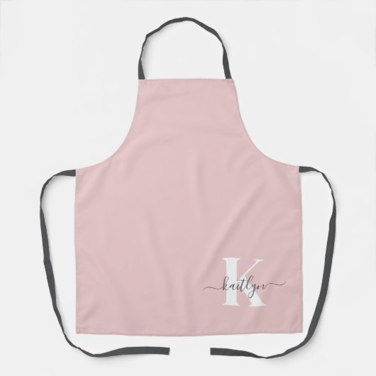 Elegant Blush Pink Grey Script Monogram Schort (Voorkant)