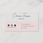 Elegant Blush Pink Grey Social Media Visitekaartje (Voorkant)