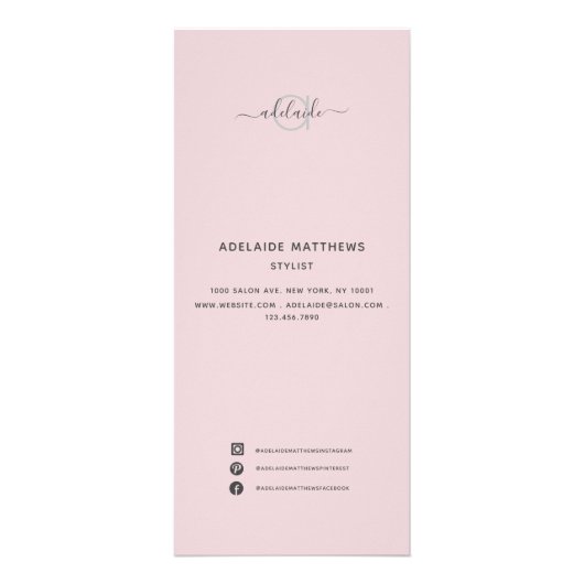 Elegant Blush Pink Hair Salon Makeup Service Menu (Voorkant)